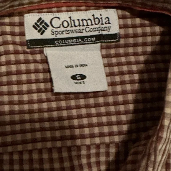 Columbia Long Sleeve Plaid Button Up Shirt Burnt Orange Sz Small - Picture 2 of 4